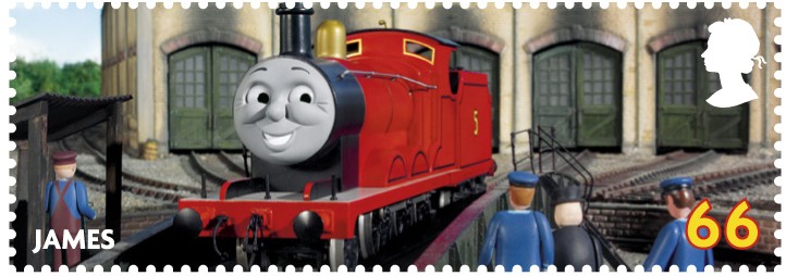 Stamp showing James, the red Engine.
