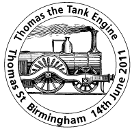 Postmark showing railway locomotive.
