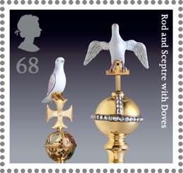 Crown Jewesl stamp - Rod & Sceptre with doves.