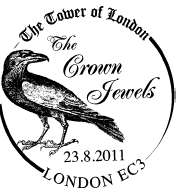 Postmark showing a raven from the Tower of London.