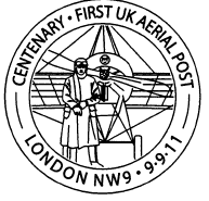 Postmark showing detail of early plane and pilots.