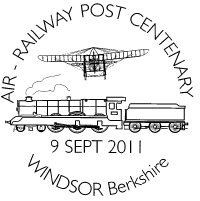 Postmark showing aircraft and steam locomotive.