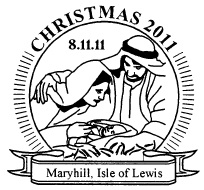 Postmark showing Nativity scene.