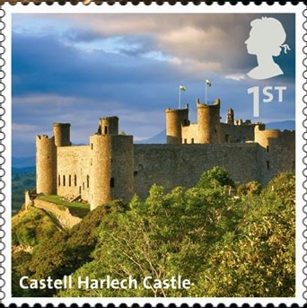 1st class stamp showing Harlech Castle.