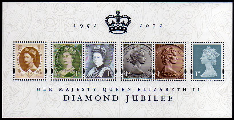 Diamond Jubilee miniature sheet of 6 stamps.