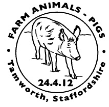 Postmark showing Tamworth pig.