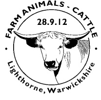 Postmark showing White Park cow.