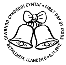 Official first day  postmark showing Christmas Bells.