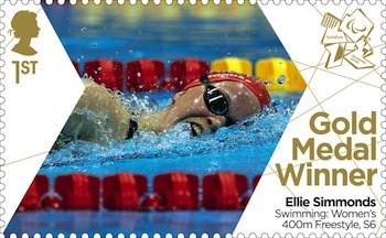 Gold Medal Stamp Ellie Simmonds Swimming: Women's 400m Freestyle, S6 .