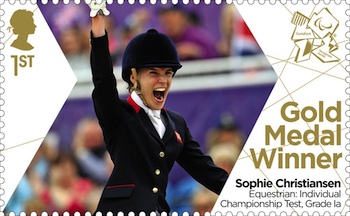 Gold MEdal Stamp Sophie Christiansen Equestrian: Individual Championship Test Grade 1a.