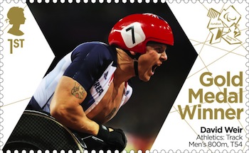 Gold Medal Stamp  David Weir Athletics : Men's 800m - T54.