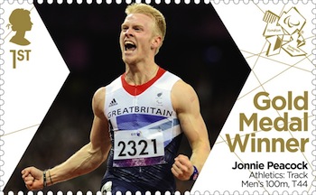 Gold Medal Stamp Athletics :Men's 100m - T44 Jonnie Peacock.