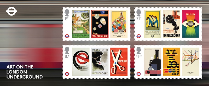 London Undergroudn 150 Years miniature sheet of 4 stamp showing railway posters.