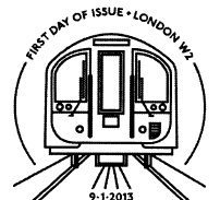 Official London Underground FD postmark showing tube train.