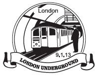Postmark showing Underground train in station.