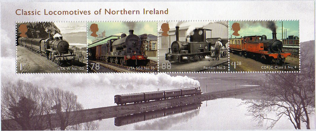 Classic Locomotives of Northern Ireland Miniature sheet.