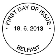 Non-pictorial Belfast first day of issue postmark.