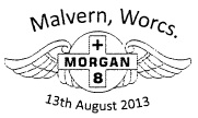 Postmark showing badge of Morgan Cars.
