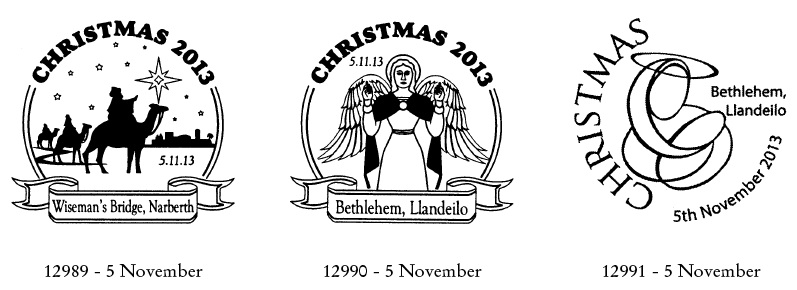 Christmas postmarks from Wiseman's Bridge, amd Bethlehem (2).