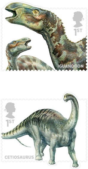 Dinosaur stamps - iguanadon and cetiosaurus.
