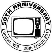 Postmark depicting a televiison