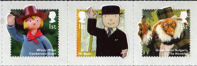 Three of 12 stamps in Classic Children's TV series.