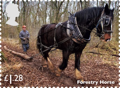 Stamp showing forestry horse.