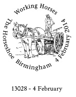 Birmingham postmark showing horse in agriculture.