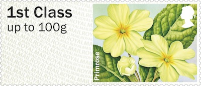 Post and Go stamp showing Primroses