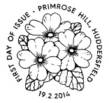 Official Primrose Hill postmark for spring blooms stamps.