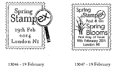 Stampex postmarks for Spring Blooms Faststamps.