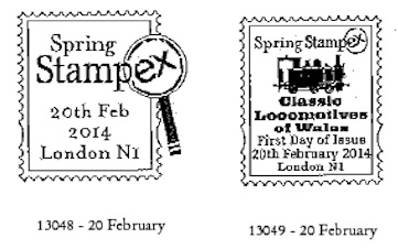 Stampex first day postmarks for Welsh Locomotives.