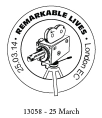 Postmark illustrated with television camera.
