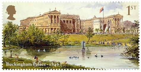 Stamp showing Buckingham Palace 1846..