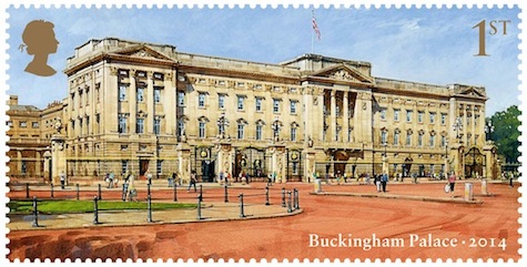 Stamp showing Buckingham Palace 2014.