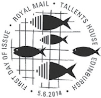 Official first day postmark for Sustainable fish stamps.