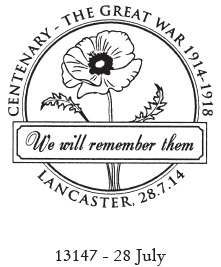Great War stamps special postmark showing a poppy.