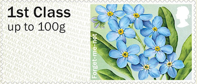 Post and Go stamp showing Forget-me-not.