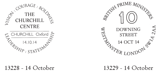 Oxford and Westminster postmark for Prime Ministers Stamps.