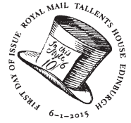 Official first day postmark Alice in Wonderland stamps.