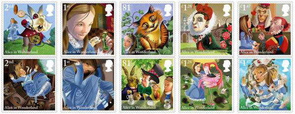 Alice in Wonderland stamps.
