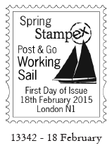 Stampex first day postmark for Working Sails Faststamps.