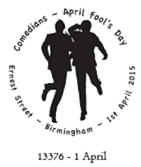 Postmark showing Morecambe and Wise silhouettes.