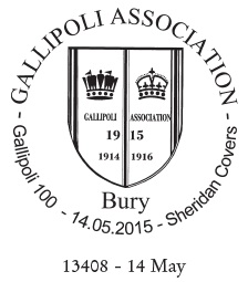 Postmark showing the badge of the Gallipoli Association.