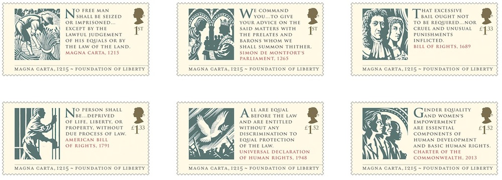 Setof 6 Magna Carta stamps.