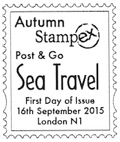 Stampex first day of issue postmark for Sea Travel faststamps.