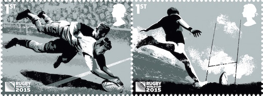 Rugby World Cup 2015 Try and Conversion 1st class stamps.