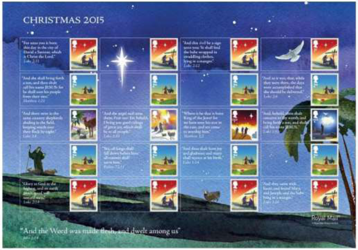 Christmas 2015 stamps Generic Sheet.
