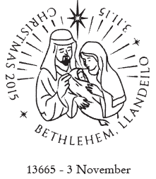 Christmas postmark showing Holy Family.