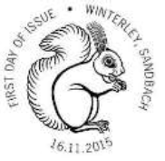 Postmark showing Red Squirrel.